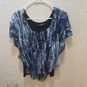 Cocomo Blue and Black Patterned Blouse